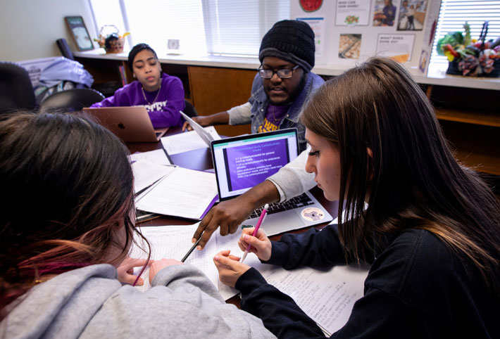 Students studying in class